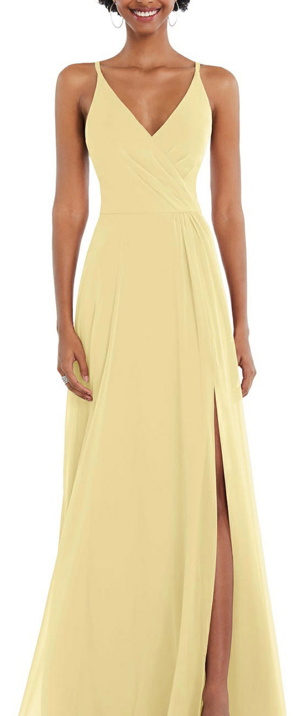 Dessy 1557 Pale Yellow Chiffon Long Gown Gigi's Closette Ltd. Dessy 1557 Pale Yellow Chiffon Long Gown Gigi's Closette Ltd.