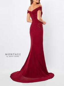 Montage 221964 Off the Shoulder Chiffon Long Gown with Draped Bodice
