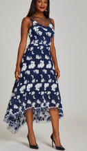 Load image into Gallery viewer, Teri Jon 239239 Navy and White Cotton Lace Mesh Sleeveless Dress
