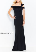 Load image into Gallery viewer, Cameron Blake 120604 Black Off the Shoulder Jersey Long Gown

