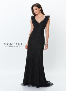 Montage 119941 Lace Gown with Flutter Cap Sleeve