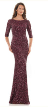 Load image into Gallery viewer, Midnight Long Beaded Gown with Sleeves
