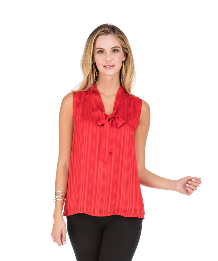 Audrey Red Striped Top with Bow