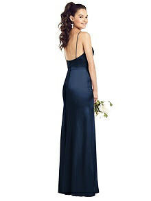 Midnight Charmeuse Long Gown with Spaghetti Straps