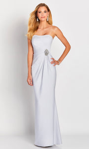 Cameron Blake 119650 Silver Strapless Gown