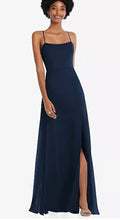 Load image into Gallery viewer, Dessy 1559 Square Scoop Neck Tie-Strap Maxi Dress with Front Slit
