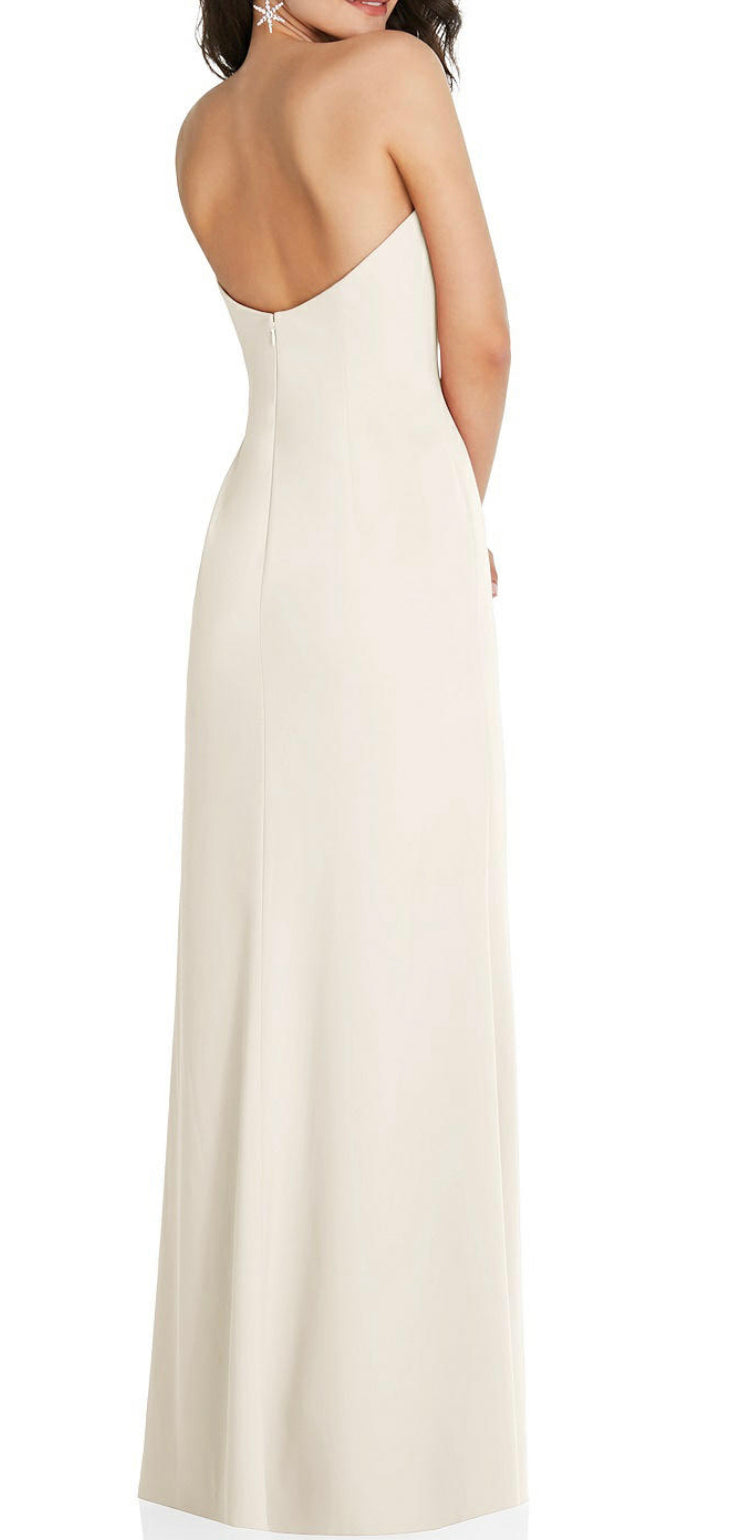 Beautiful Winter White Strapless Long Dress with Slit Gigi's Closette Ltd. Beautiful Winter White Strapless Long Dress with Slit Gigi's Closette Ltd.