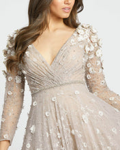 Load image into Gallery viewer, Macduggal 67387 Long Sleeved Tea Length dress with Floral detail

