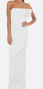 Black Halo Modern White Long Strapless Gown