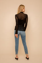 Load image into Gallery viewer, Black Mesh Mock Neck Top
