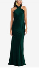 Load image into Gallery viewer, Dessy LB025 Draped Twist Halter Tie-Back Gown

