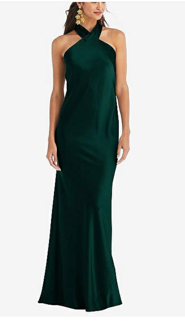 Dessy LB025 Draped Twist Halter Tie-Back Gown Gigi's Closette Ltd. Dessy LB025 Draped Twist Halter Tie-Back Gown Gigi's Closette Ltd.