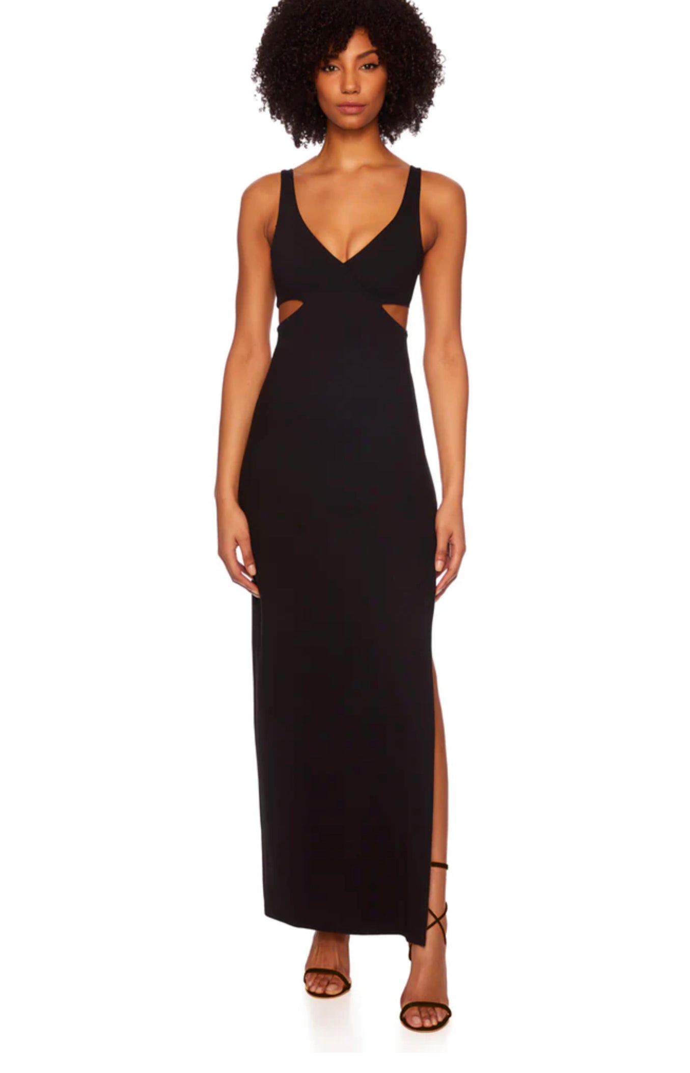 Susana Monaco Crew Slit Sleeveless Dress in Caviar