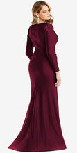 Load image into Gallery viewer, Dessy CS102 Long Sleeve Draped Wrap Stretch Satin Dress
