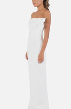 Load image into Gallery viewer, Black Halo Modern White Long Strapless Gown
