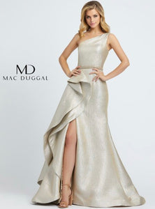 Macduggal 66075 One Shoulder Metallic Long Gown