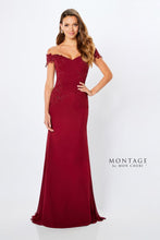 Load image into Gallery viewer, Montage 221964 Off the Shoulder Chiffon Long Gown with Draped Bodice
