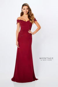 Montage 221964 Off the Shoulder Chiffon Long Gown with Draped Bodice