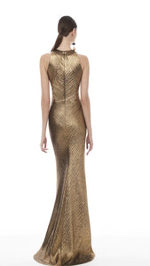 Frascara 4339 Metallic Halter Long Gown