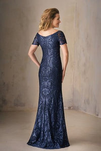Jade Couture K208009 Embroidered Lace Gown with Portrait Collar