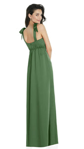 Dessy 8224 Bow Tie-Shoulder Empire Waist Maxi Dress with Front Slip