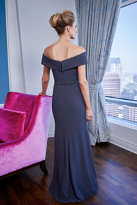Jade Couture K228003 Soft Crepe Portrait neckline Gown