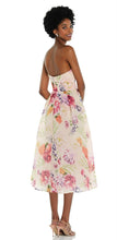 Load image into Gallery viewer, Dessy D834FP Blush Print Strapless Organdy Tea-Length  Dress
