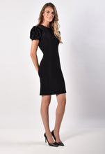 Load image into Gallery viewer, Frank Lyman 216023 Black Cocktail Dress with Detail on Sleeve
