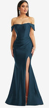 Load image into Gallery viewer, Dessy CS101 Off the Shoulder Corset Stretch Satin Long Gown
