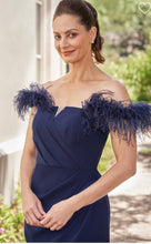 Load image into Gallery viewer, Jasmine Couture K258001 Portrait Neckline with Feathers

