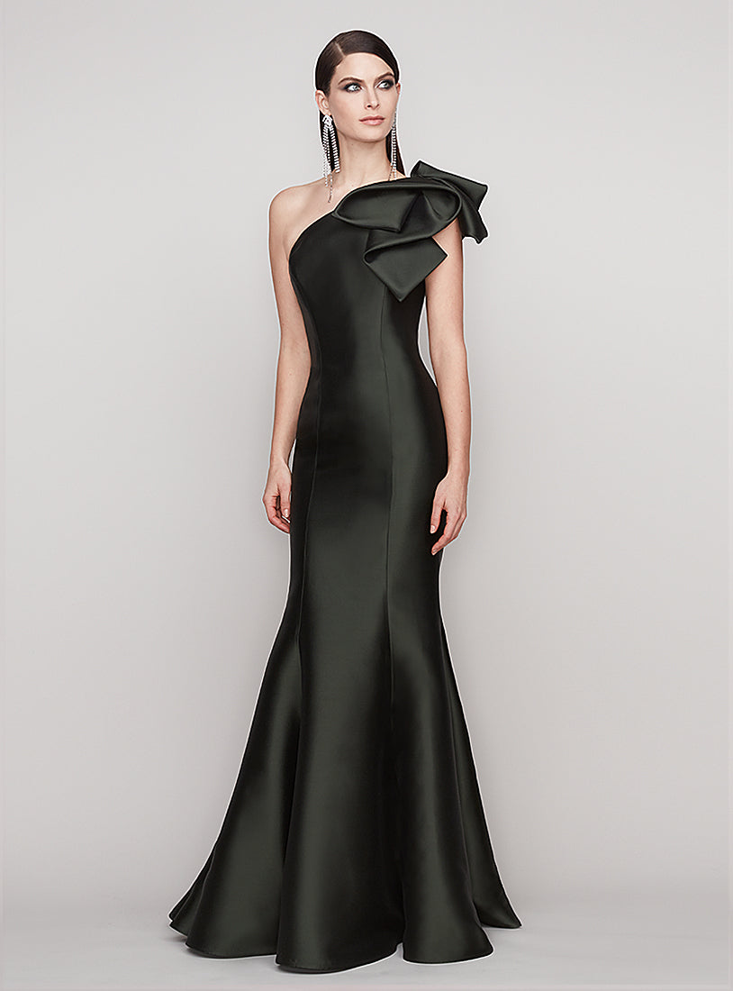 Frascara One Shoulder Gown with Modern Bow on the Shoulder – Gigi’s ...