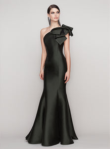 Frascara One Shoulder Gown with Modern Bow on the Shoulder