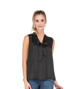 Audrey Black Striped Top with Bow