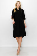Joh Apparel Black Tunic with Designer Inspired Plaid Trim