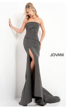 Load image into Gallery viewer, Jovani 05490 Silver/Black Metallic Long Gown
