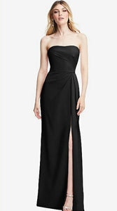 Dessy 6873 Strapless Pleated Faux Wrap Long Gown