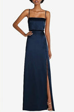 Load image into Gallery viewer, Dessy 8217 Charmeuse Tie-Back Maxi Dress with Adjustable Skinny Straps
