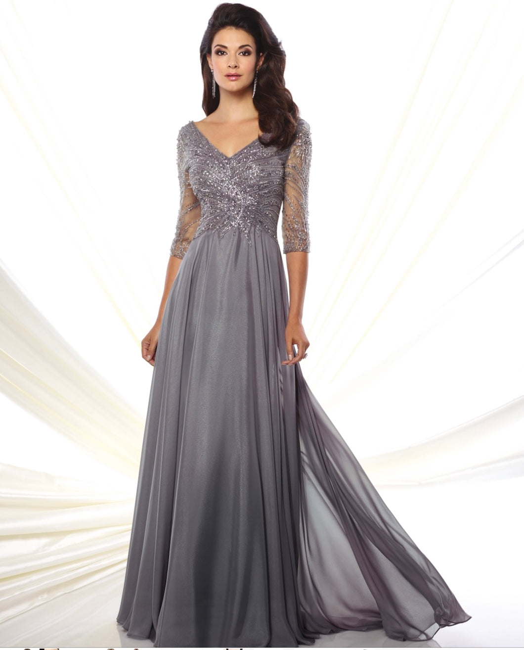 Montage 116950 Long Sleeved Chiffon Gown
