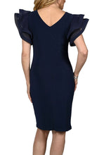Load image into Gallery viewer, Frank Lyman 238001 Navy Short Dress with Banded Sleeve
