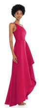 Load image into Gallery viewer, Dessy D831 One Shoulder Satin Gown with Draped Front Slit and Pockets
