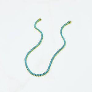 Turquoise Crystal 3 Prong Tennis Necklace