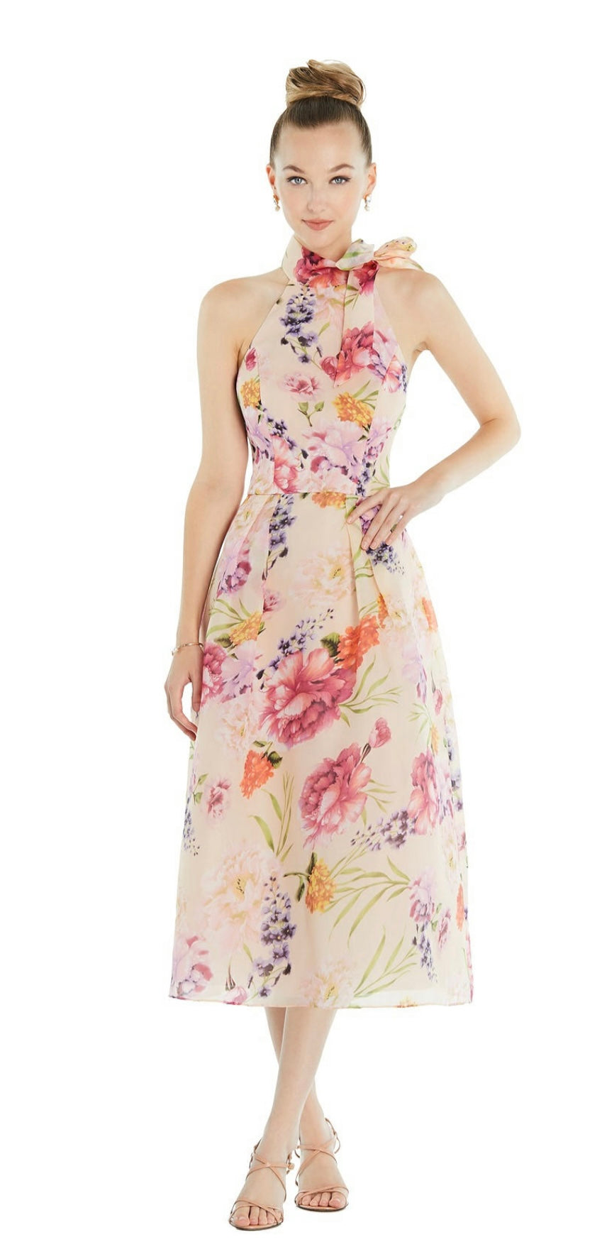 dessy pink floral dress Butterfly Botanica Pink Sand Floral Bridesmaid Dresses