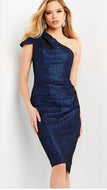 Jovani 06834 Navy Blue One Shoulder Short Dress