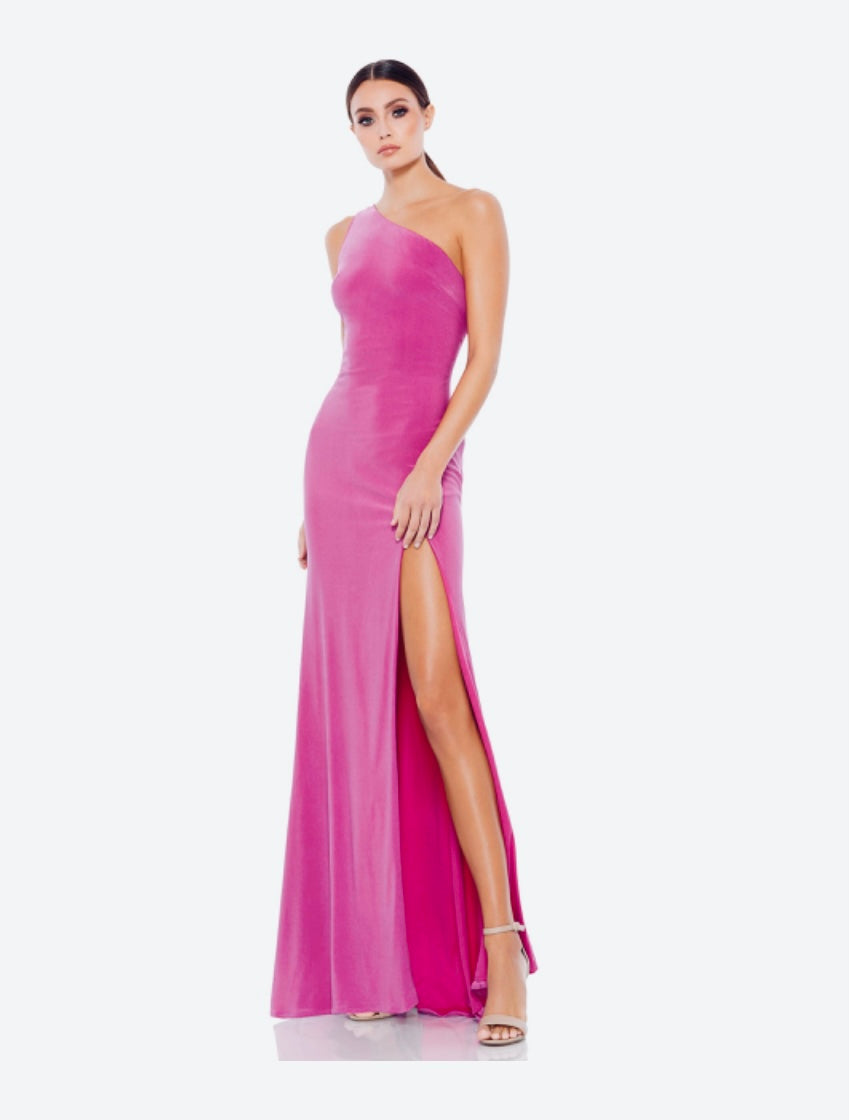 Macduggal 26512 One Shoulder Long Gown in Candy Pink – Gigi's Closette Ltd