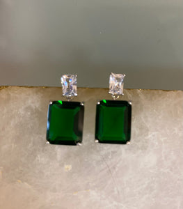 Emerald and Clear CZ Drop Earring