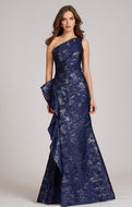 Teri Jon 209064 Jacquard Long One Shoulder Gown