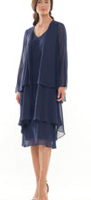 Load image into Gallery viewer, Navy Chiffon V-Neck Dress with Jacket
