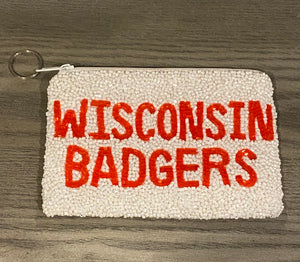 Wisconsin Badgers Beaded Zip Pouch