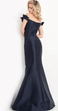 Load image into Gallery viewer, Jovani JVN04717 Navy Long Off the Shoulder Gown
