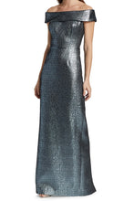 Load image into Gallery viewer, Teri Jon 47240 Jacquard Off the Shoulder Column Gown
